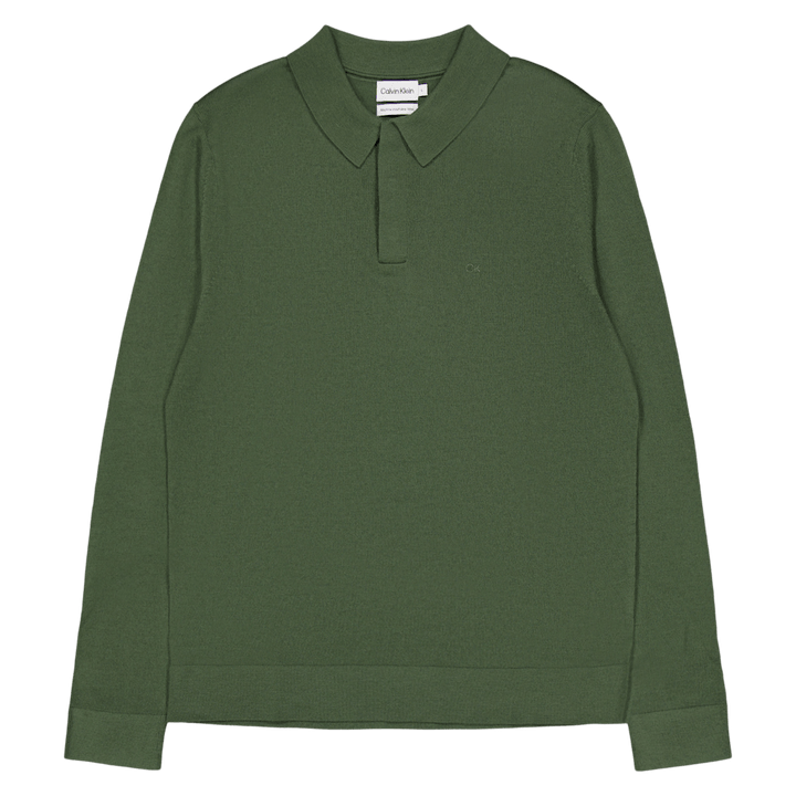 Calvin Klein Merino Polo Sweater Llp - Thyme