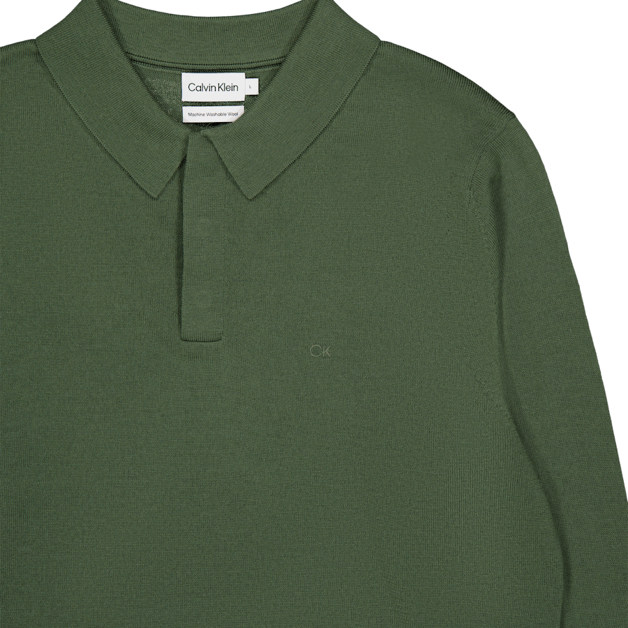 Calvin Klein Merino Polo Sweater Llp - Thyme