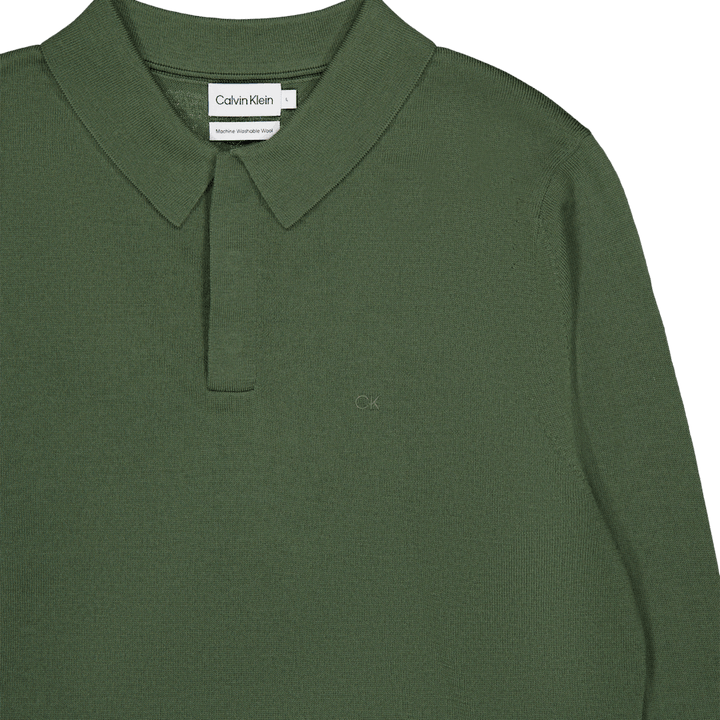 Calvin Klein Merino Polo Sweater Llp - Thyme