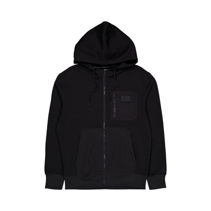 Mix Media Zip Through Hoodie Beh