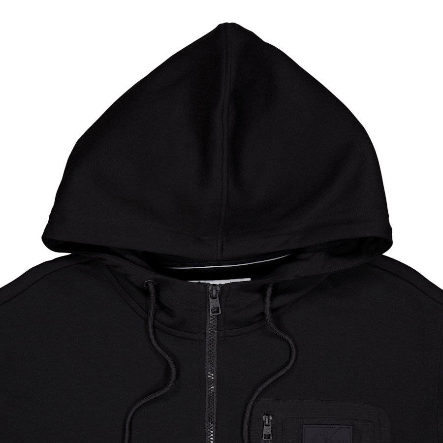 Mix Media Zip Through Hoodie Beh