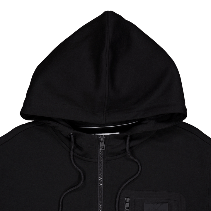 Mix Media Zip Through Hoodie Beh