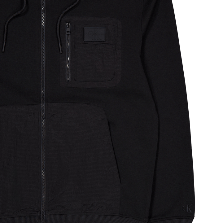 Mix Media Zip Through Hoodie Beh
