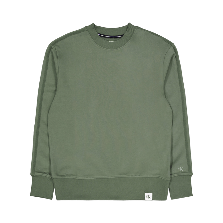 Woven Tab Crew Neck Llp - Thyme