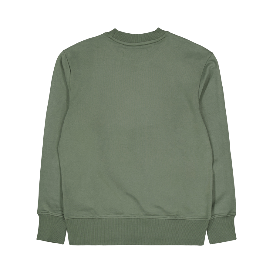 Woven Tab Crew Neck Llp - Thyme