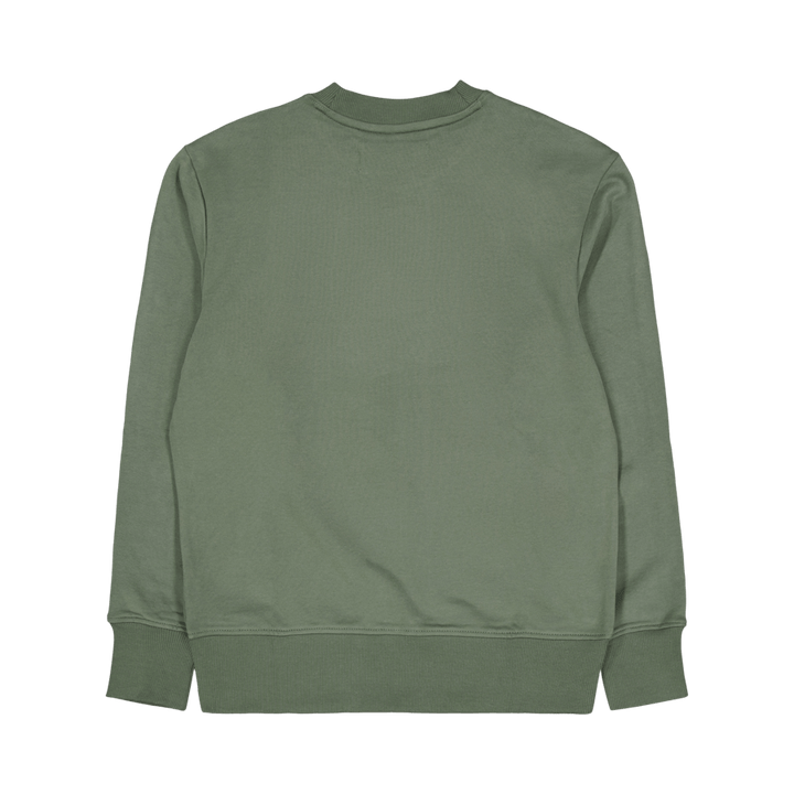 Woven Tab Crew Neck Llp - Thyme