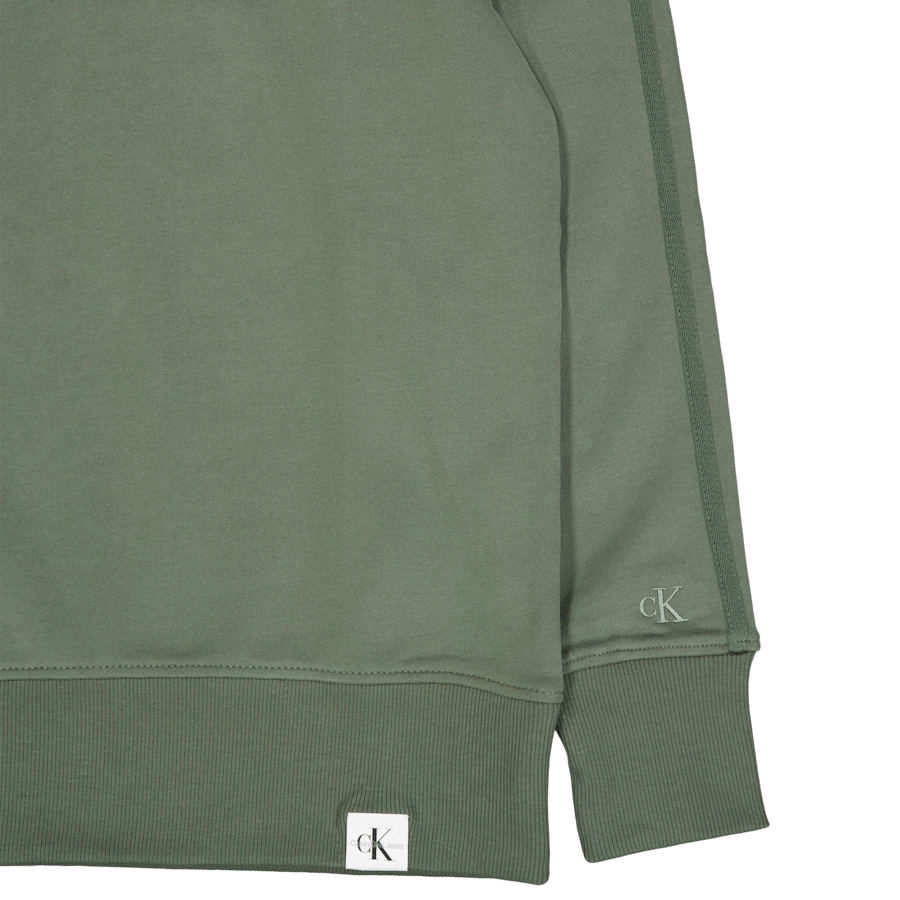 Woven Tab Crew Neck Llp - Thyme