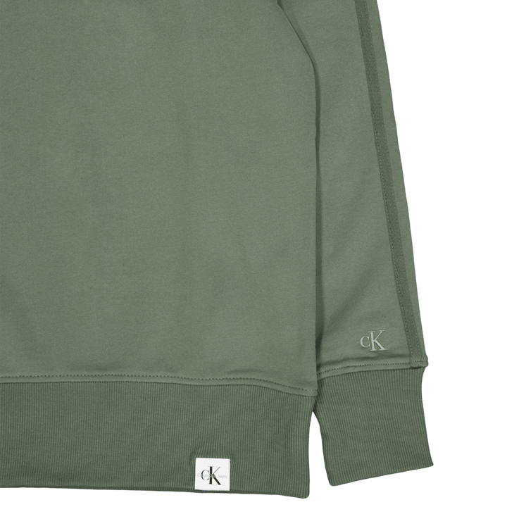 Woven Tab Crew Neck Llp - Thyme