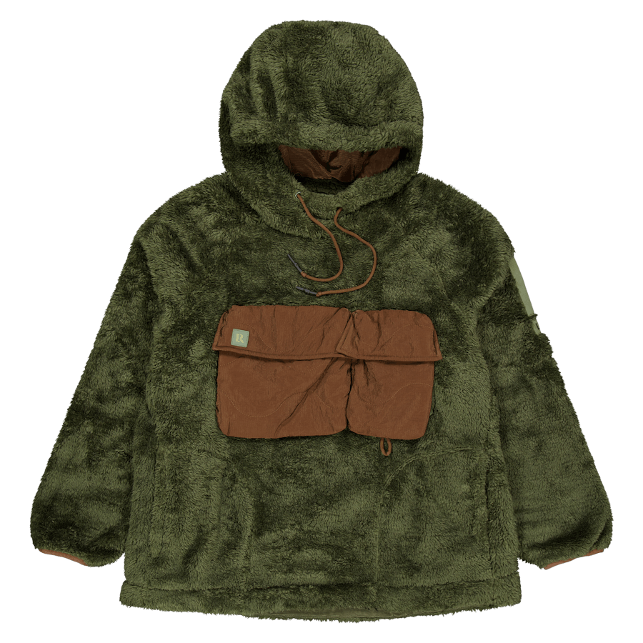 Pile Fleece Hoodie Olive Olive