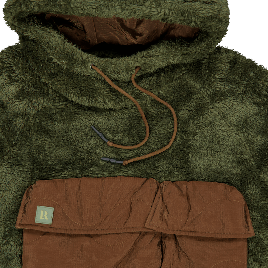 Pile Fleece Hoodie Olive Olive