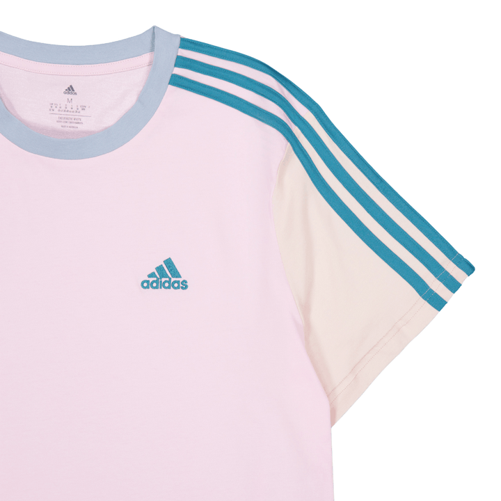 Haut court en jersey simple à 3 bandes Essentials rose clair