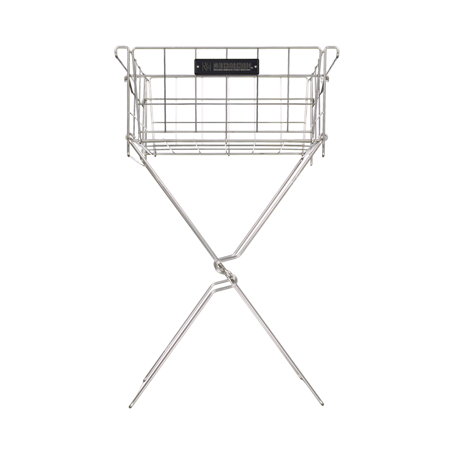 Folding Basket & Stand Set Silver