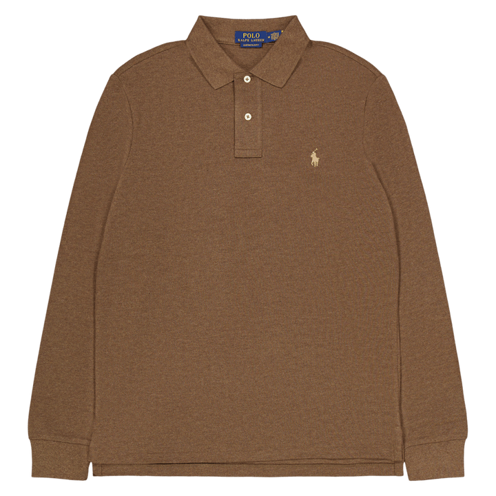 Custom Slim Langarm-Poloshirt Cedar Heather