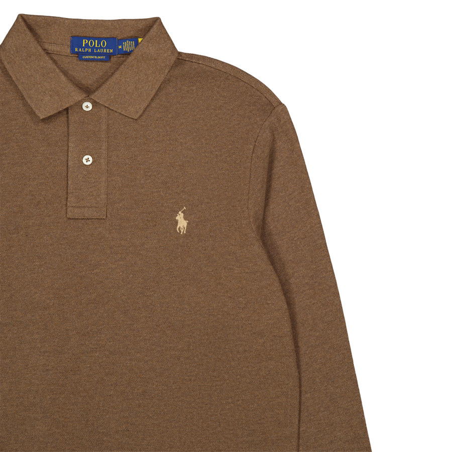 Custom Slim Langarm-Poloshirt Cedar Heather
