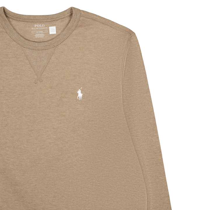 Sweat-shirt chiné en maille double, taupe foncé chiné