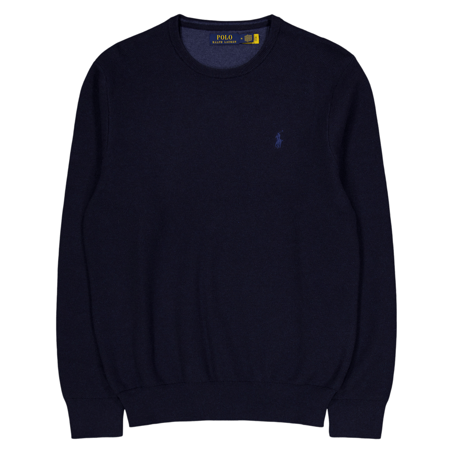 Textured Cotton Crewneck Sweater Navy Htr