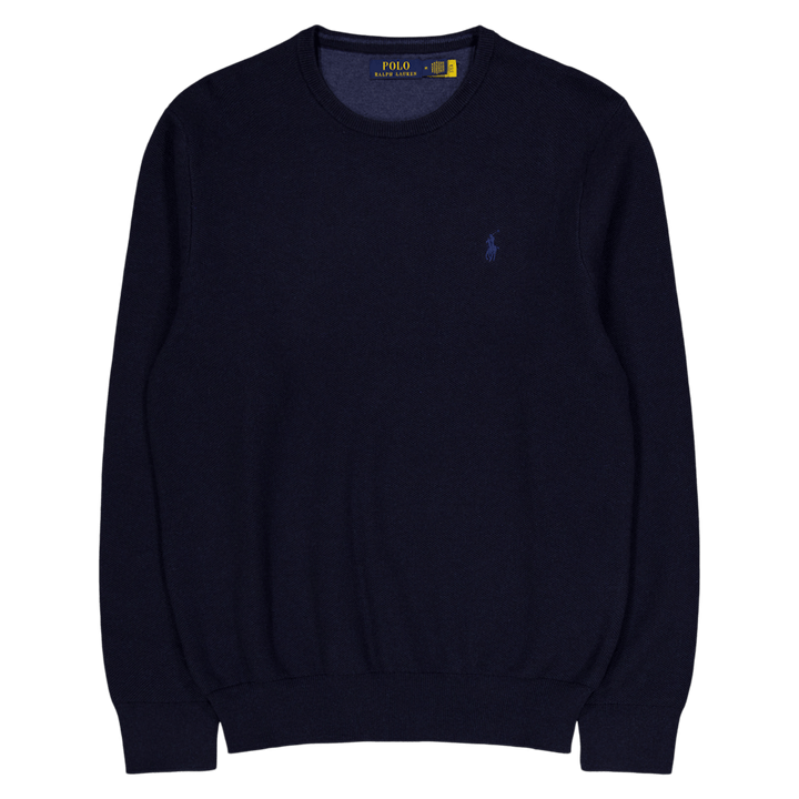 Textured Cotton Crewneck Sweater Navy Htr