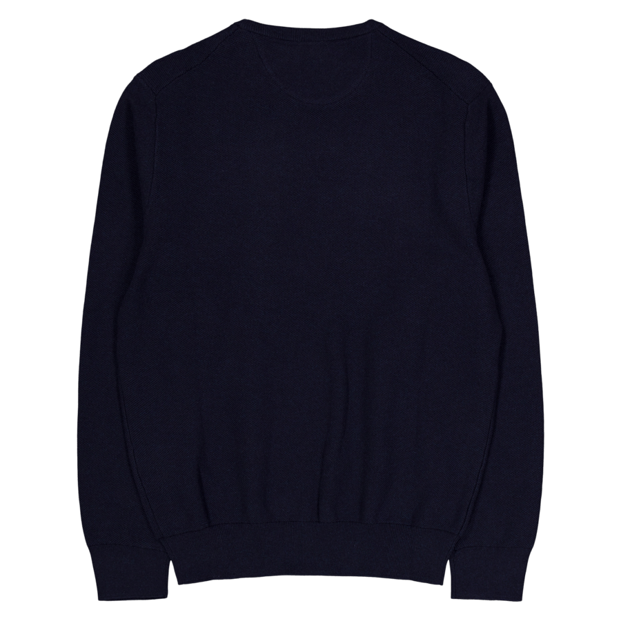 Textured Cotton Crewneck Sweater Navy Htr