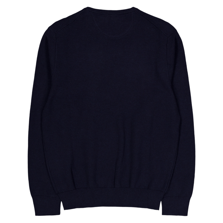 Textured Cotton Crewneck Sweater Navy Htr