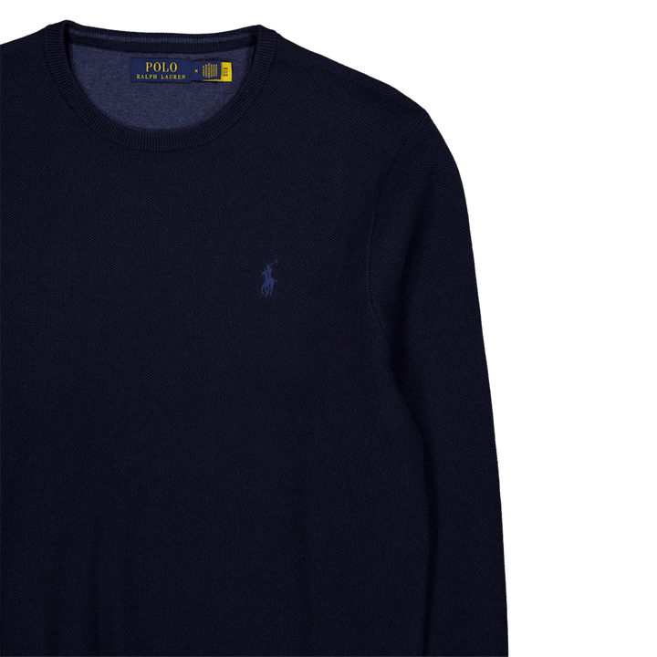 Textured Cotton Crewneck Sweater Navy Htr