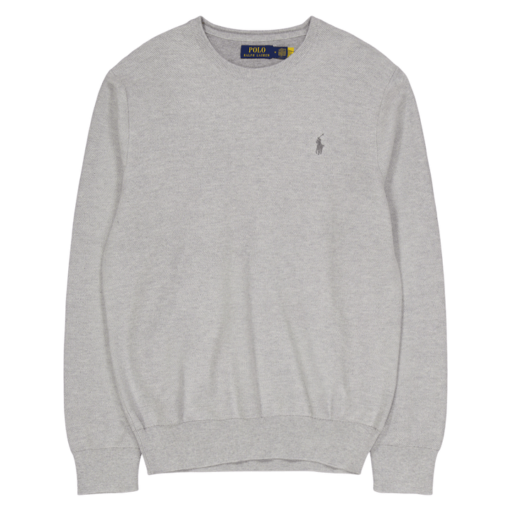 Textured Cotton Crewneck Sweater Andover Heather