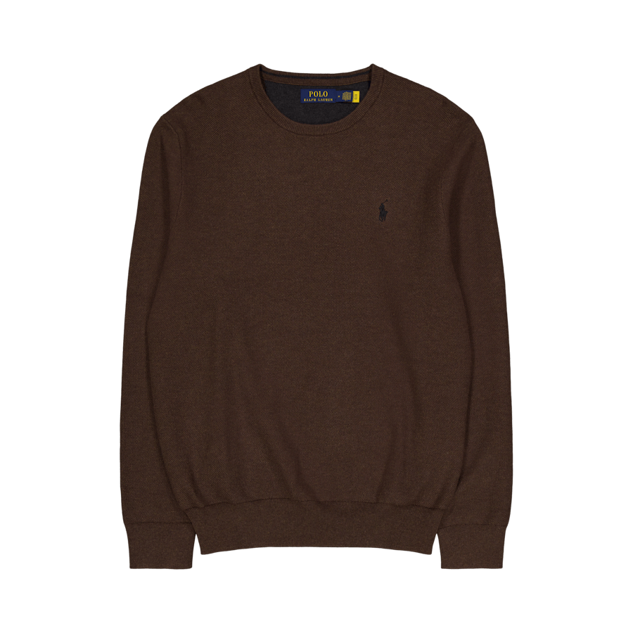 Textured Cotton Crewneck Sweater Spa Brown Hthr