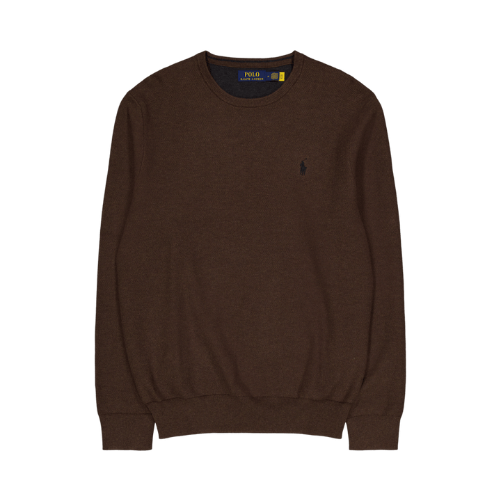 Textured Cotton Crewneck Sweater Spa Brown Hthr