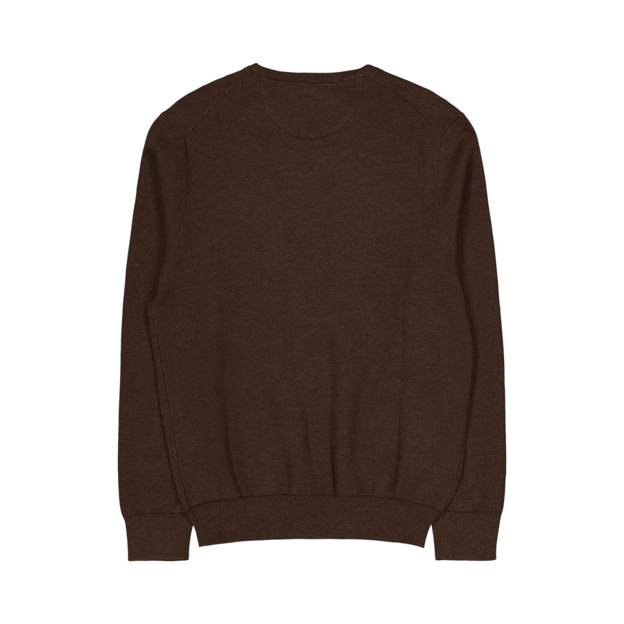 Textured Cotton Crewneck Sweater Spa Brown Hthr