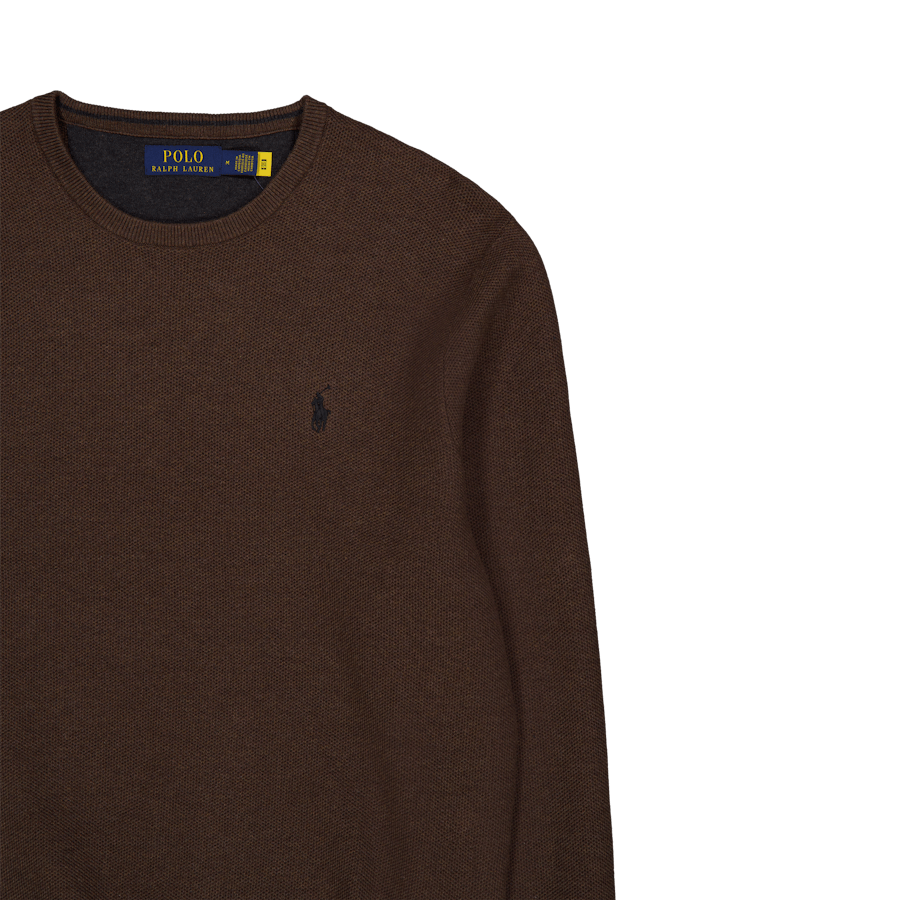 Textured Cotton Crewneck Sweater Spa Brown Hthr