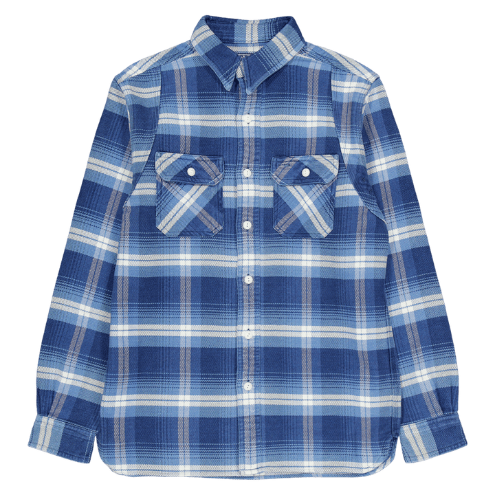 Classic Fit Plaid Flannel Workshirt Blue / Cream Multi