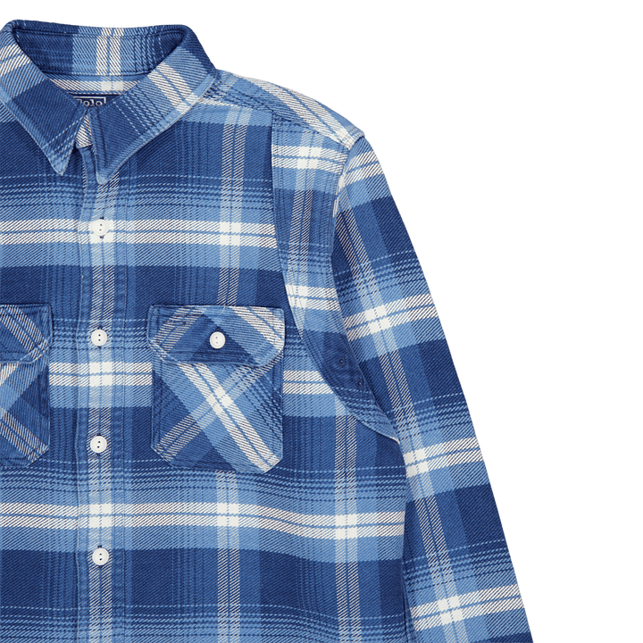Classic Fit Plaid Flannel Workshirt Blue / Cream Multi