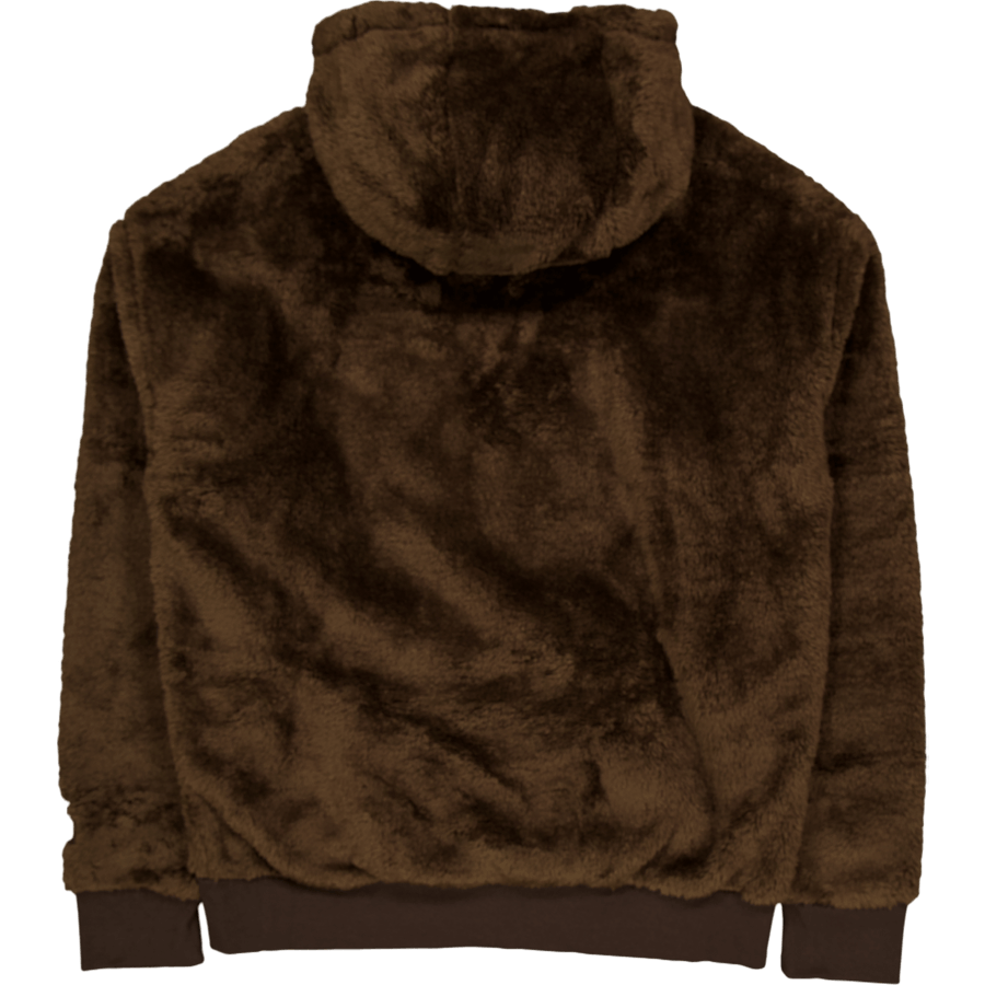 Gesticktes Logo Pile Fleece Hoodie Dunkelbuche