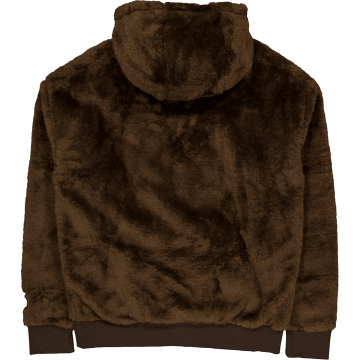 Gesticktes Logo Pile Fleece Hoodie Dunkelbuche
