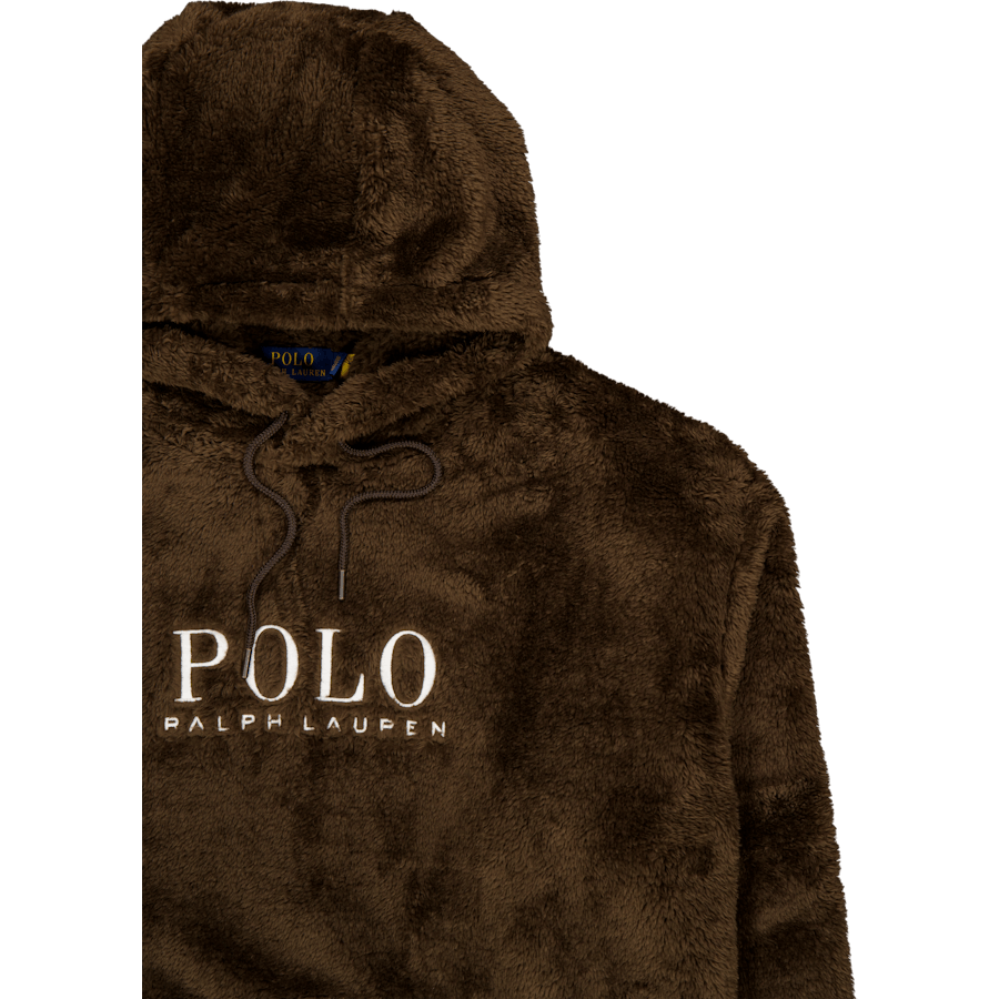 Gesticktes Logo Pile Fleece Hoodie Dunkelbuche