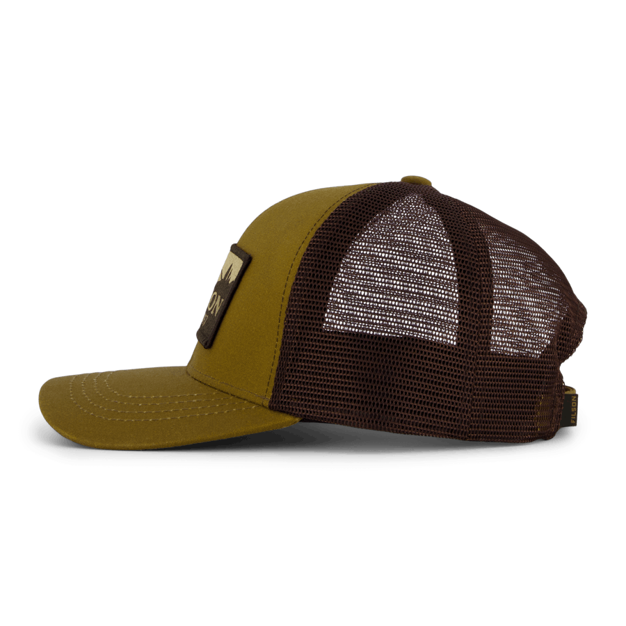 Gorra de malla de leñador marrón oscuro
