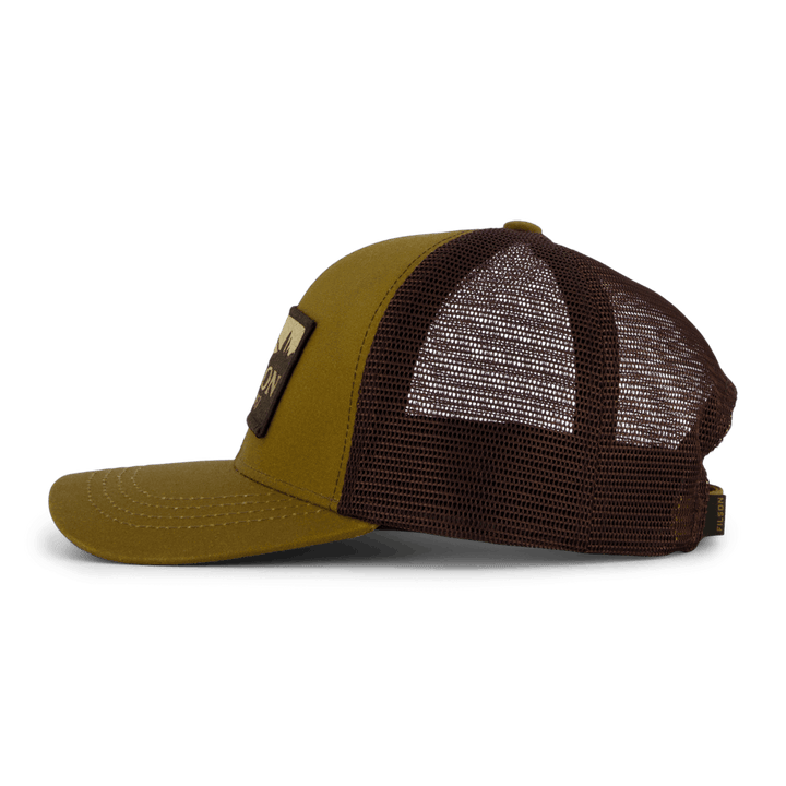 Gorra de malla de leñador marrón oscuro