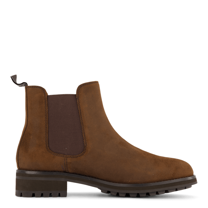 Bryson Chelsea Boot en daim ciré marron chocolat