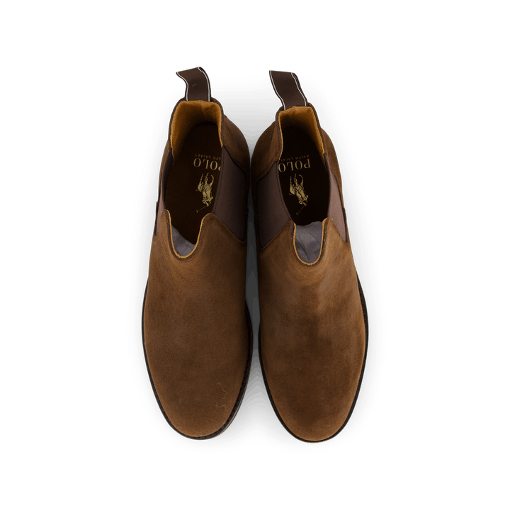 Bryson Chelsea Boot en daim ciré marron chocolat
