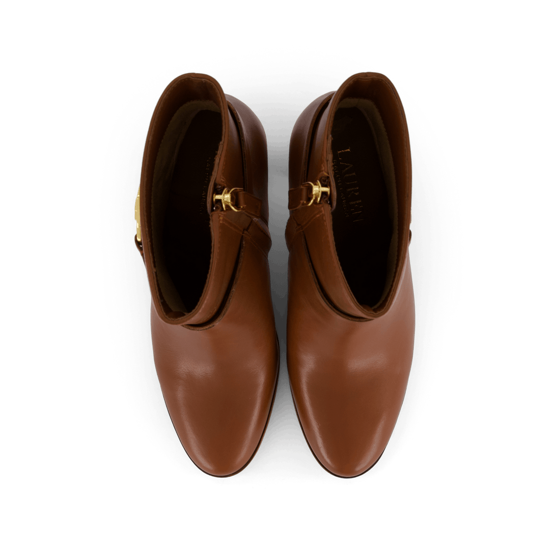 Maxie Burnished Leather Bootie Deep Saddle Tan