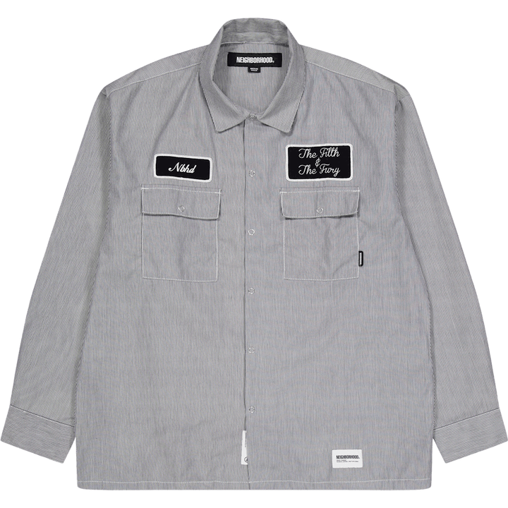 Stripe Work Shirt Ls Black