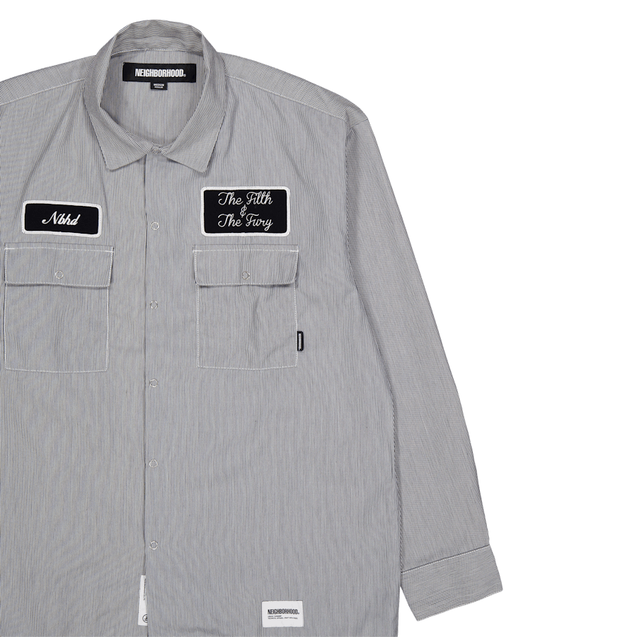 Stripe Work Shirt Ls Black