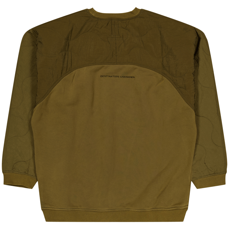 Pull ras du cou matelassé en molleton de coton olive