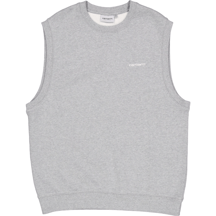 Script Vest Sweat Grey Heather / White