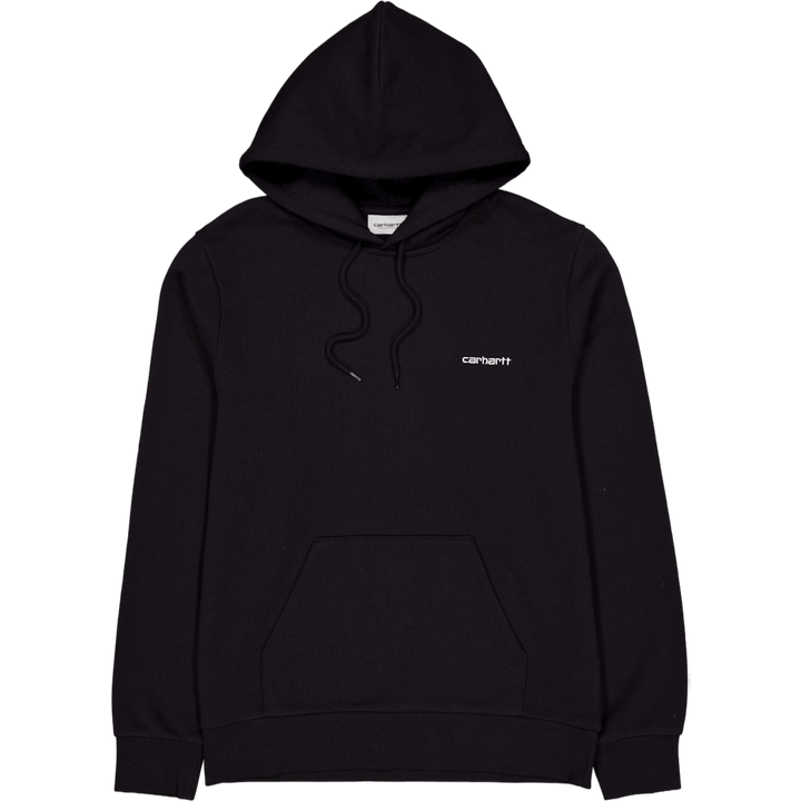 Hooded Script Embroidery Sweat Black / White
