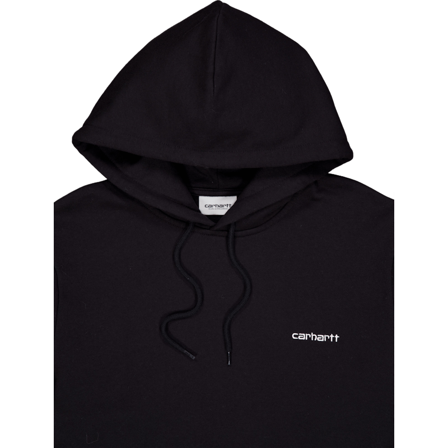 Hooded Script Embroidery Sweat Black / White