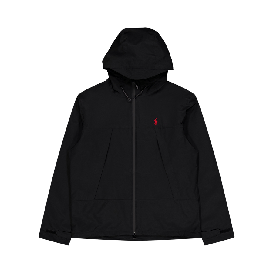 Water-Resistant Hooded Jacket Polo Black
