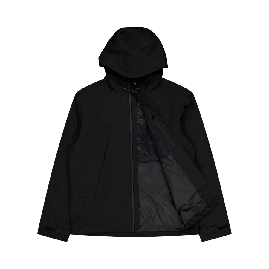 Water-Resistant Hooded Jacket Polo Black