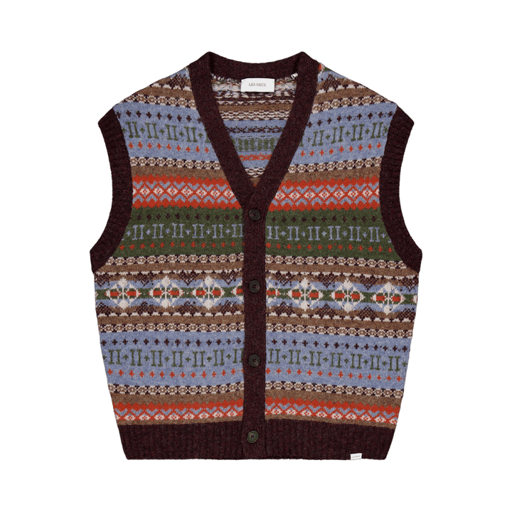 Les Deux Hordur Gilet Fair Isle Mountain