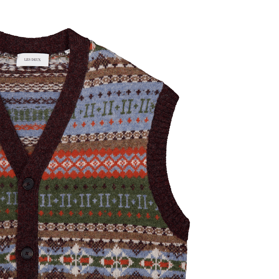 Les Deux Hordur Gilet Fair Isle Mountain