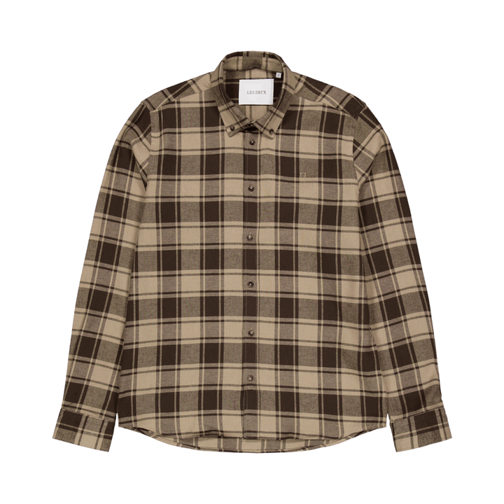 Les Deux Kristian Check Flannel Shirt Coffee